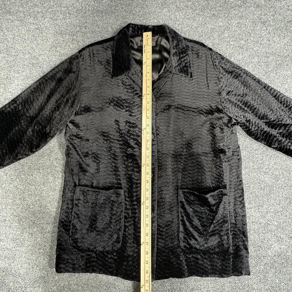 Karen Kane Jacket Womens Medium Black Textured Velvet Button Front Made USA - Picture 9 of 14